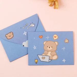Bear Rabbit Blessing Thank Envelope Ins Cartoon Decoration Letter Paper Cute Beautiful Cartoon Greeting Card New Year Gift