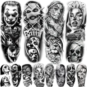 3 Sheet Full Arm Robber Gangster Temporary Tattoos For Men Women Waterproof Tatoo Sleeve Realistic Bad Guy Fake Tattoos Sticker